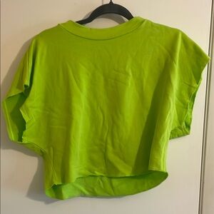 NWT REVOLVE Lanston Neon Green Cropped Sweatshirt Material Tee